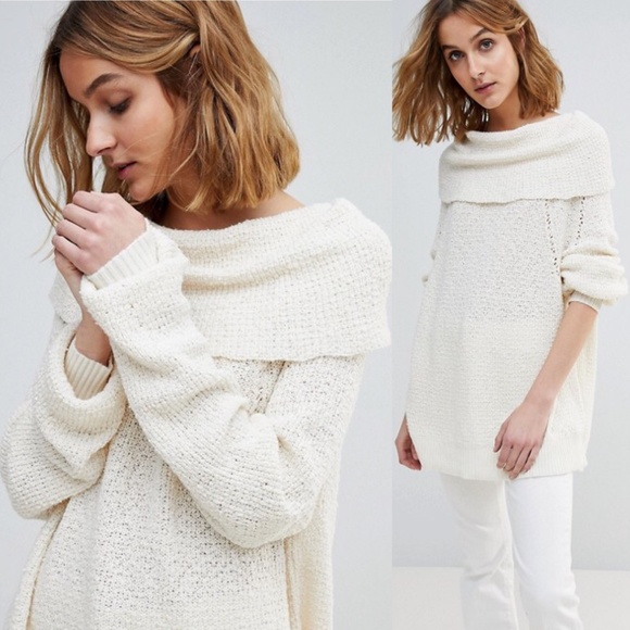 Free People Sweaters - NWT Free People By Your Side Ivory Sweater Size M